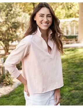 FRANK & EILEEN Patrick Popover Henley Medium Vintage Jersey Petal Pink Cotton